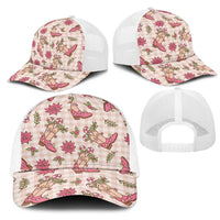 Beige Paniolo Palaka Hawaiian Cowgirl Christmas Mesh Trucker Cap LT9 - Polynesian Pride