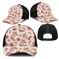 Beige Paniolo Palaka Hawaiian Cowgirl Christmas Mesh Trucker Cap LT9 - Polynesian Pride
