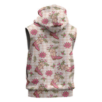 Beige Paniolo Palaka Hawaiian Cowgirl Christmas Sleeveless Zip Hoodie LT9 - Polynesian Pride