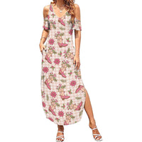Beige Paniolo Palaka Hawaiian Cowgirl Christmas Summer Maxi Dress - Polynesian Pride