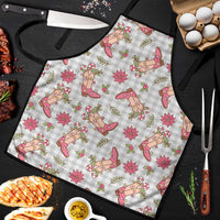 Gray Paniolo Palaka Hawaiian Cowgirl Christmas Apron - Polynesian Pride