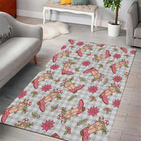 Gray Paniolo Palaka Hawaiian Cowgirl Christmas Area Rug - Polynesian Pride