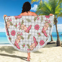Gray Paniolo Palaka Hawaiian Cowgirl Christmas Beach Blanket - Polynesian Pride