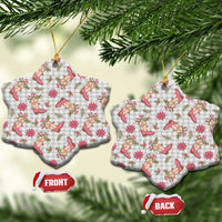Gray Paniolo Palaka Hawaiian Cowgirl Christmas Ceramic Ornament LT9 Snow Flake Gray - Polynesian Pride