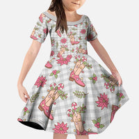 Gray Paniolo Palaka Hawaiian Cowgirl Christmas Family Matching Off Shoulder Maxi Dress and Hawaiian Shirt - Polynesian Pride