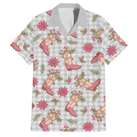 Gray Paniolo Palaka Hawaiian Cowgirl Christmas Family Matching Off Shoulder Maxi Dress and Hawaiian Shirt - Polynesian Pride