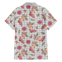 Gray Paniolo Palaka Hawaiian Cowgirl Christmas Family Matching Off Shoulder Maxi Dress and Hawaiian Shirt - Polynesian Pride