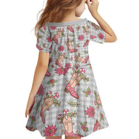 Gray Paniolo Palaka Hawaiian Cowgirl Christmas Family Matching Off Shoulder Short Dress and Hawaiian Shirt - Polynesian Pride