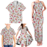 Gray Paniolo Palaka Hawaiian Cowgirl Christmas Family Matching Tank Maxi Dress and Hawaiian Shirt - Polynesian Pride