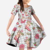 Gray Paniolo Palaka Hawaiian Cowgirl Christmas Kid Short Sleeve Dress LT9 KID Gray - Polynesian Pride