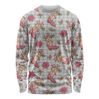 Gray Paniolo Palaka Hawaiian Cowgirl Christmas Long Sleeve Shirt LT9 Unisex Gray - Polynesian Pride
