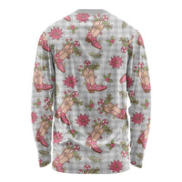 Gray Paniolo Palaka Hawaiian Cowgirl Christmas Long Sleeve Shirt LT9 - Polynesian Pride