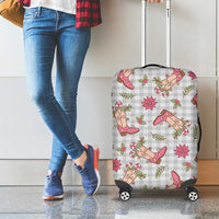 Gray Paniolo Palaka Hawaiian Cowgirl Christmas Luggage Cover LT9 - Polynesian Pride