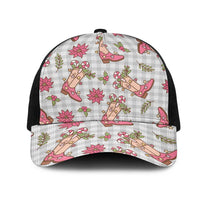 Gray Paniolo Palaka Hawaiian Cowgirl Christmas Mesh Trucker Cap LT9 One Size Black Gray - Polynesian Pride