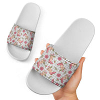 Gray Paniolo Palaka Hawaiian Cowgirl Christmas Slide Sandals - Polynesian Pride
