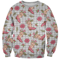Gray Paniolo Palaka Hawaiian Cowgirl Christmas Sweatshirt - Polynesian Pride