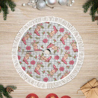 Gray Paniolo Palaka Hawaiian Cowgirl Christmas Tree Skirt LT9 Fringed Gray - Polynesian Pride