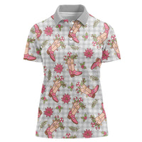 Gray Paniolo Palaka Hawaiian Cowgirl Christmas Women Polo Shirt - Polynesian Pride