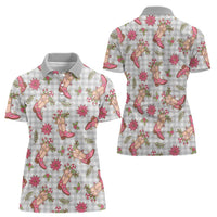 Gray Paniolo Palaka Hawaiian Cowgirl Christmas Women Polo Shirt - Polynesian Pride