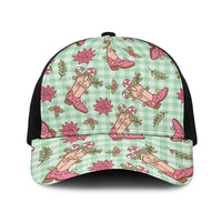Green Paniolo Palaka Hawaiian Cowgirl Christmas Baseball Net Cap LT9 One Size Black Green - Polynesian Pride