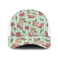 Green Paniolo Palaka Hawaiian Cowgirl Christmas Baseball Net Cap LT9 One Size White Green - Polynesian Pride