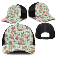 Green Paniolo Palaka Hawaiian Cowgirl Christmas Baseball Net Cap LT9 - Polynesian Pride