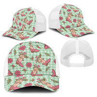 Green Paniolo Palaka Hawaiian Cowgirl Christmas Baseball Net Cap LT9 - Polynesian Pride