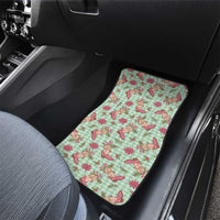 Green Paniolo Palaka Hawaiian Cowgirl Christmas Car Mats - Polynesian Pride