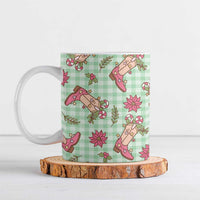 Green Paniolo Palaka Hawaiian Cowgirl Christmas Ceramic Mug - Polynesian Pride