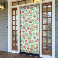 Green Paniolo Palaka Hawaiian Cowgirl Christmas Door Cover - Polynesian Pride