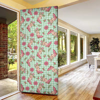 Green Paniolo Palaka Hawaiian Cowgirl Christmas Door Cover - Polynesian Pride
