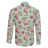 Green Paniolo Palaka Hawaiian Cowgirl Christmas Family Matching Off Shoulder Maxi Dress and Hawaiian Shirt - Polynesian Pride