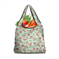 Green Paniolo Palaka Hawaiian Cowgirl Christmas Grocery Bag - Polynesian Pride