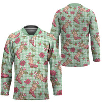 Green Paniolo Palaka Hawaiian Cowgirl Christmas Hockey Jersey LT9 - Polynesian Pride