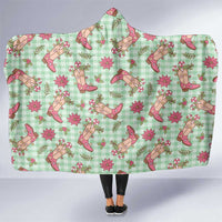 Green Paniolo Palaka Hawaiian Cowgirl Christmas Hooded Blanket LT9 One Size Green - Polynesian Pride