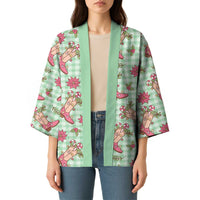 Green Paniolo Palaka Hawaiian Cowgirl Christmas Kimono - Polynesian Pride