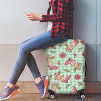 Green Paniolo Palaka Hawaiian Cowgirl Christmas Luggage Cover LT9 - Polynesian Pride
