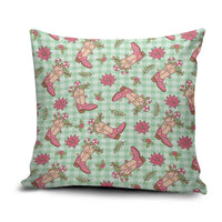 Green Paniolo Palaka Hawaiian Cowgirl Christmas Pillow Cover - Polynesian Pride