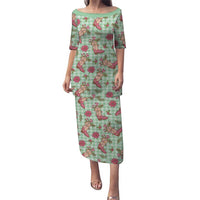 Green Paniolo Palaka Hawaiian Cowgirl Christmas Puletasi LT9 Long Dress Green - Polynesian Pride