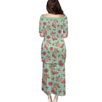 Green Paniolo Palaka Hawaiian Cowgirl Christmas Puletasi LT9 - Polynesian Pride