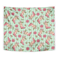 Green Paniolo Palaka Hawaiian Cowgirl Christmas Tapestry - Polynesian Pride