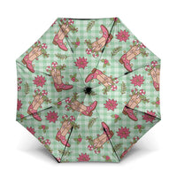 Green Paniolo Palaka Hawaiian Cowgirl Christmas Umbrella - Polynesian Pride