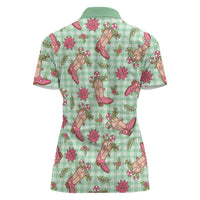 Green Paniolo Palaka Hawaiian Cowgirl Christmas Women Polo Shirt - Polynesian Pride