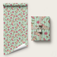 Green Paniolo Palaka Hawaiian Cowgirl Christmas Wrapping Paper LT9 58" × 23" Green - Polynesian Pride