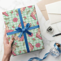 Green Paniolo Palaka Hawaiian Cowgirl Christmas Wrapping Paper LT9 - Polynesian Pride