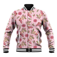 Pink Paniolo Palaka Hawaiian Cowgirl Christmas Baseball Jacket LT9 Unisex Pink - Polynesian Pride