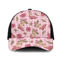 Pink Paniolo Palaka Hawaiian Cowgirl Christmas Baseball Net Cap LT9 One Size Black Pink - Polynesian Pride
