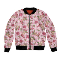 Pink Paniolo Palaka Hawaiian Cowgirl Christmas Bomber Jacket LT9 Unisex Pink - Polynesian Pride