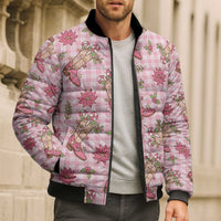 Pink Paniolo Palaka Hawaiian Cowgirl Christmas Bomber Puffer Jacket LT9 - Polynesian Pride