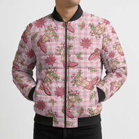 Pink Paniolo Palaka Hawaiian Cowgirl Christmas Bomber Puffer Jacket LT9 - Polynesian Pride
